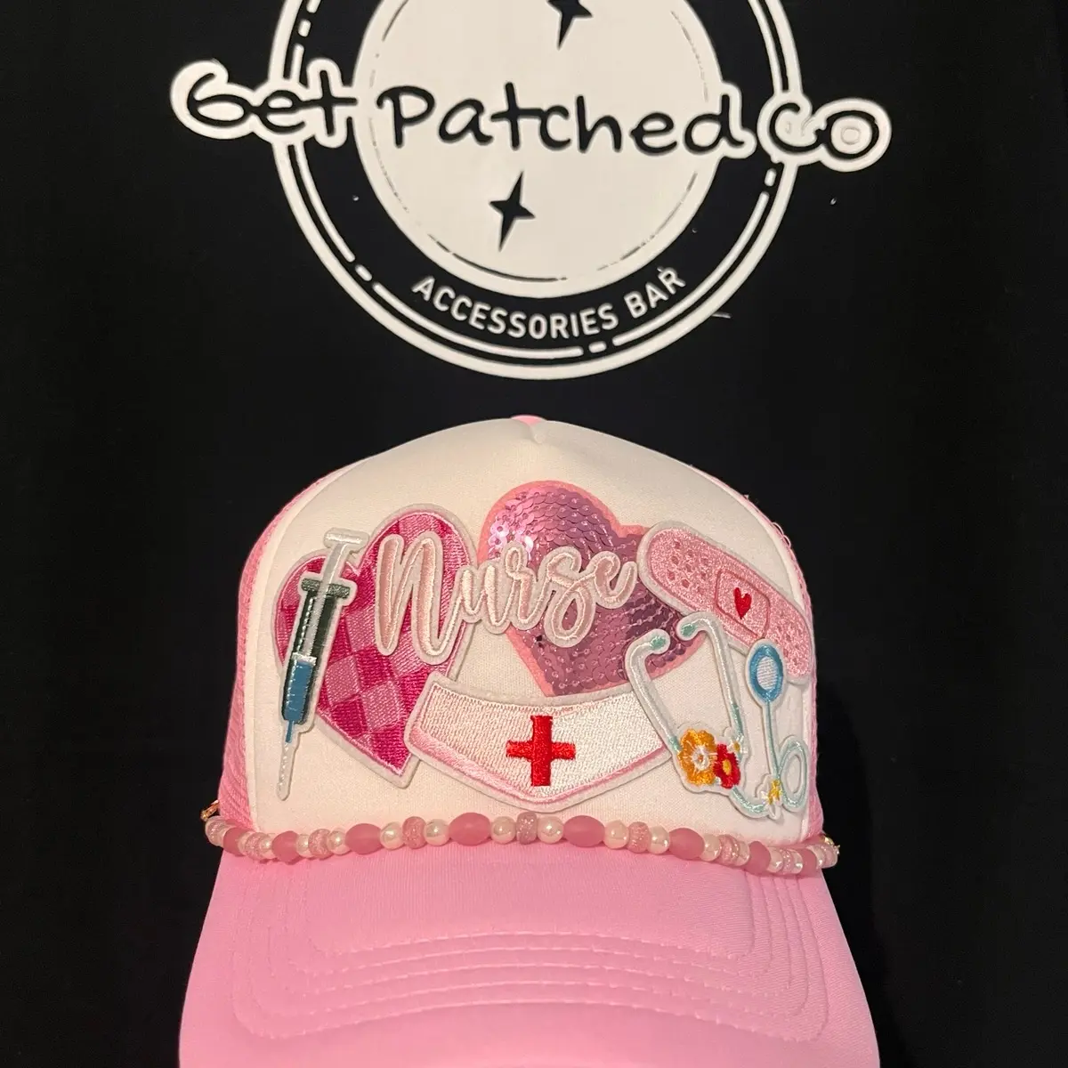 Nurse-Themed Foam Trucker Hat pink daily Nurse-Themed Foam Trucker Hat pink daily