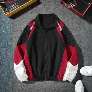 ( Five-star review)Men Rave Color Block Jacket Without Tee, Going Out Long Sleeve Color Block Lightweight Jacket, For Friends, Husband, Boyfriend Gifts Casual Coats Stylish Menswear