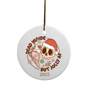 2025 3" Round Retro Funny Christmas Ornaments for Festive Decor with Colored Double Sided Printing Ideal for Christmas Trees, Mantels, and Gifts.