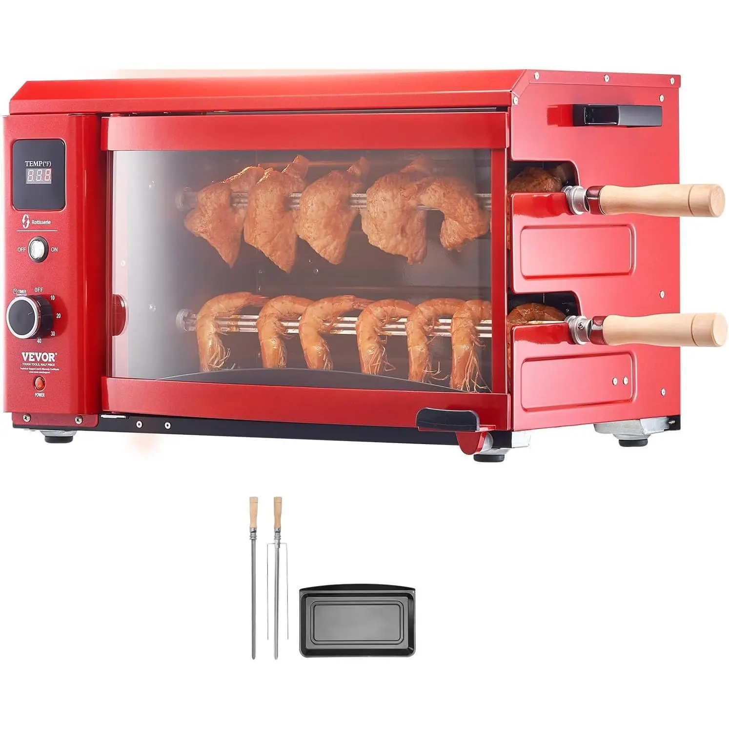 VEVOR Shawarma Grill Machine - 2 String Barbecue Capacity Chicken Shawarma Cooker Electric Broiler Gyro Rotisserie Oven Doner Kebab Grill for Home, Restaurant, Kitchen Parties