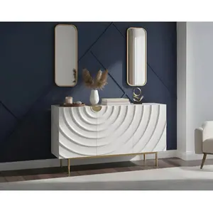 Modern Sideboard Buffet Cabinet with Sintered Stone Top 3 Door Storage Cabinet for Contemporary Home Decor