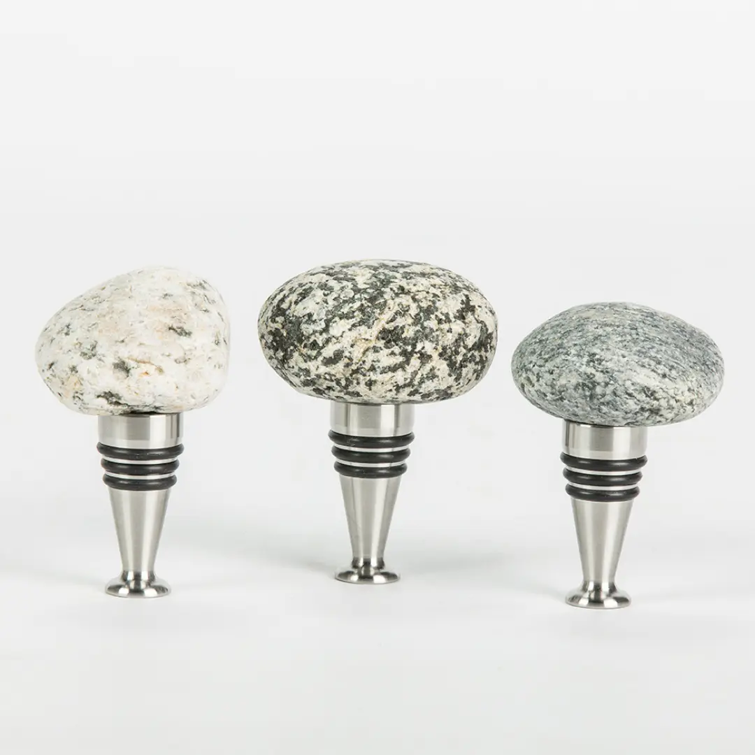 Handcrafted Natural Stone Wine Stopper – Premium Stainless Steel & Silicone Seal – Unique Handmade Wine Bottle Preserver – Eco-Friendly Bar & Kitchen Accessory, Made in USA