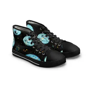 Moon Phase High Top Sneakers — Women's Celestial Galaxy Shoes