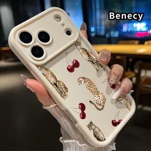 Phone Case for iPhone 17 Pro Max 16 Plus 15 14 13 12 11 Air E Cheetah Cherry Symphony Pocket-Friendly Shockproof Silicone Protective Softcase
