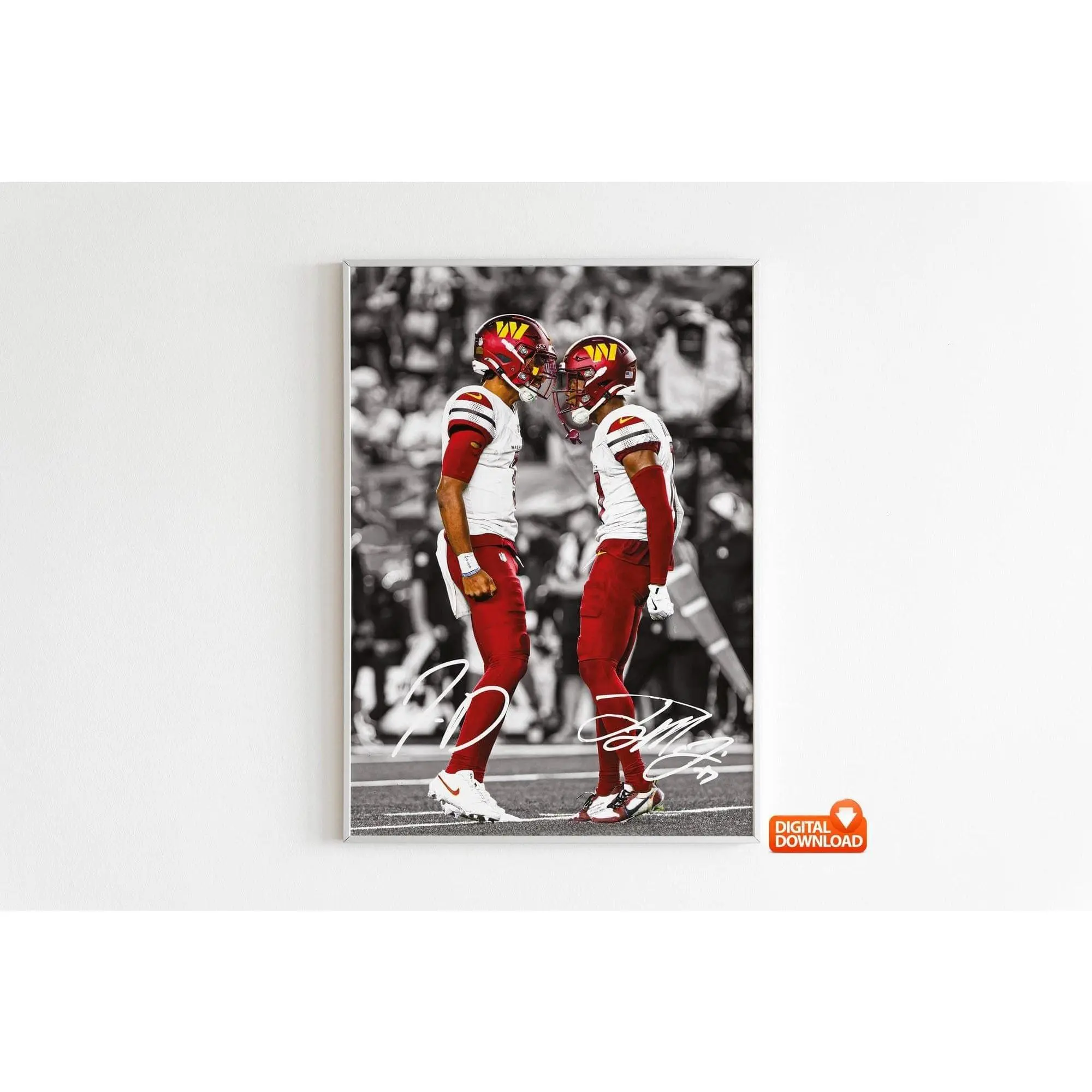 Terry McLaurin Poster, Jayden Daniels Poster, Signed Football Poster( Unframed - Print Only )