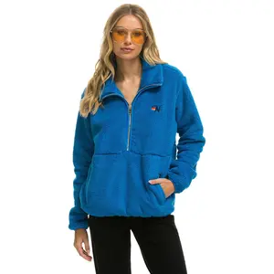 TEDDY UNISEX HALF ZIP JACKET - BLUE CINA