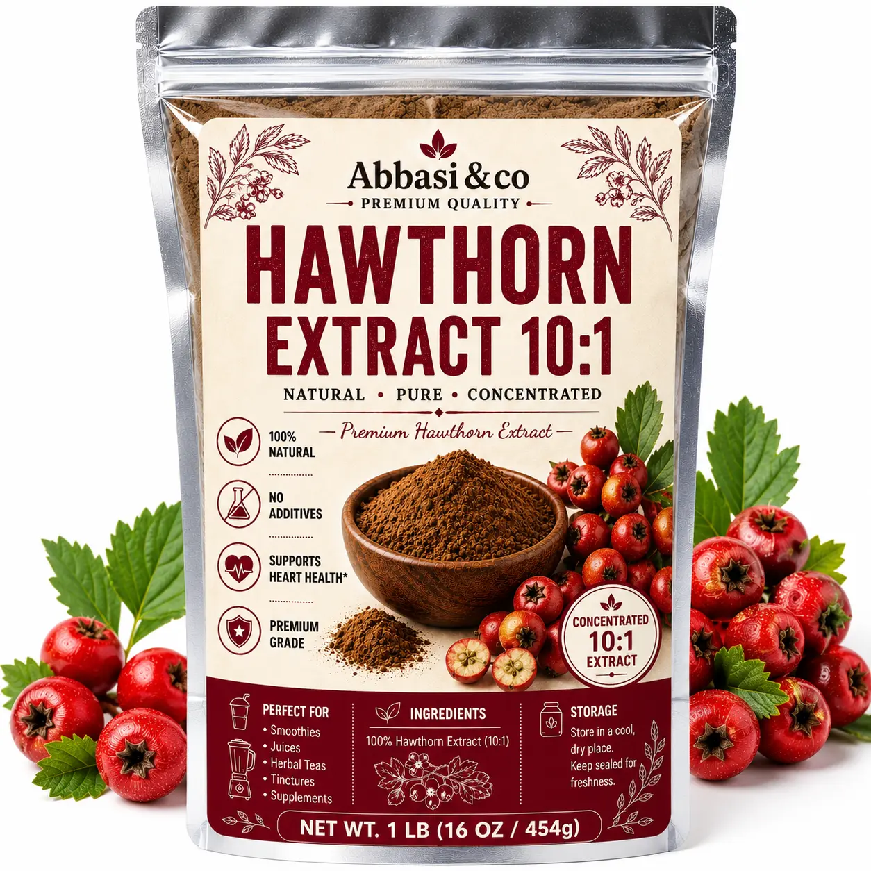 Hawthorn Extract 10:1 Natural Pure Concentrated 100% Natural No Additives Supports Heart Health Premium Grade