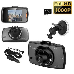 Front and rear video car HD dash cam automatic loop recording (MAX 32GB) with motion detection video lock night vision 6 infrared lights large wide angle 2.2inch LCD screen