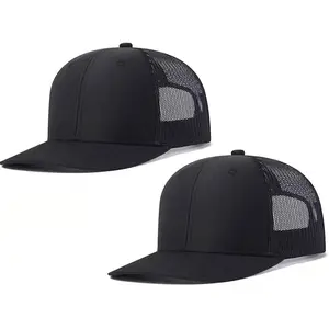 2-Pack Breathable Mesh Snapback Trucker Hats, Adjustable Baseball Caps for Men Women, Cotton-Poly Twill Outdoor