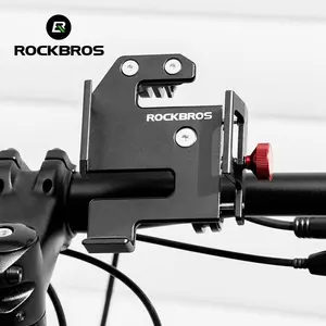 ROCKBROS S Shaped Bicycle Phone Holder Aluminum Alloy Adjustable Bike Mobile Phone Stand Bracket Mechanical Locking Cycling Mount for Cell Phone 4.7-7 inch