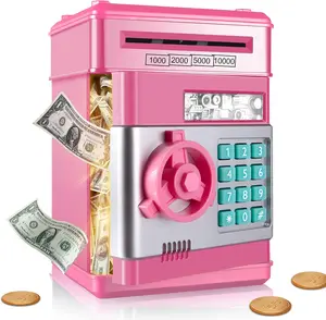 Piggy Bank Cash Coin Can ATM Bank Electronic Coin Money Bank for Kids Age 3-12, Money Savings Box Mini ATM Coin Bank Toys Gifts for 3 4 5 6 7 8 9 10 11 12 Year Old Boys Girls