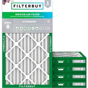 Filterbuy 18x36x2 Air Filter (5-Pack), Pleated MERV 8 Dust Defense HVAC AC Furnace Air Filters (Actual Size: 17.50 x 35.50 x 1.75 Inches)