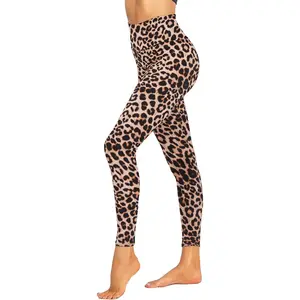 High Waisted Leggings for Women - Tummy Control Soft Opaque Printed Pants with Camo, Leopard for Workout Skating