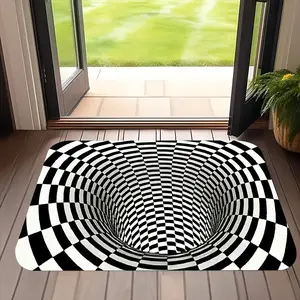 3D stereo visual trap mat, suitable for hallway, dirt-resistant and wear-resistant bathroom mat, water-absorbent non-slip mat, fun bathroom mat