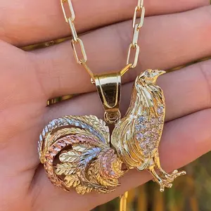 Necklace Paper Clip Chain 20" Rooster Chicken Pendant Jewelry Stelish Fashion For Adults