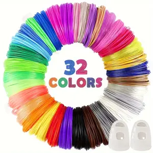 32/16 Colors 3D Pen PLA Filament Refills, Each Color 10 Feet, Total 320/160 feet, Pack with 2 Finger Caps, Compatible with MYNT3D / SCRIB3D Printing Pen