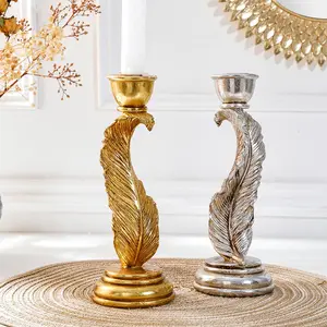 Vintage Feather Candle Holder, Resin Material Table Decor, Home Wedding Party Restaurant Decoration, 1 Piece, Candle Stand