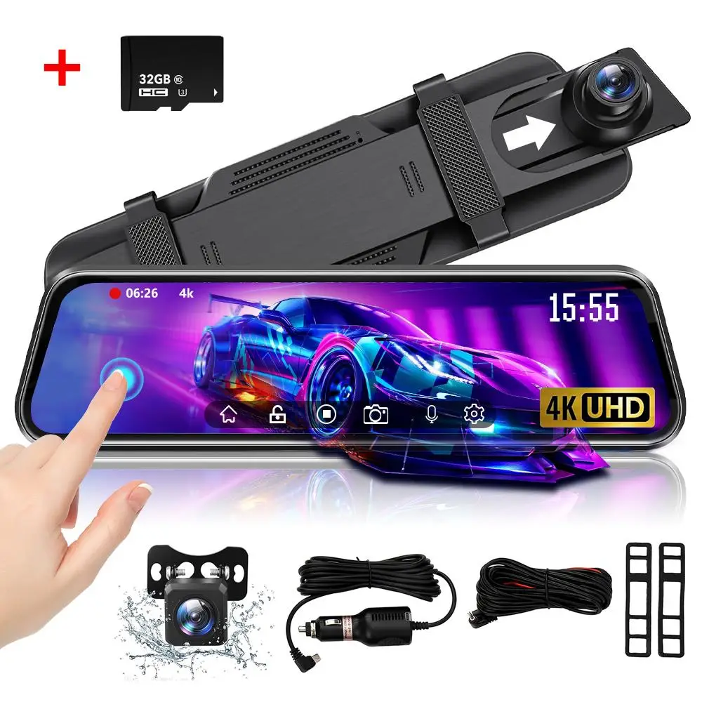 1080P HD dash cam, 10 inch touch screen front and rear camera, front and rear dual dash cam
