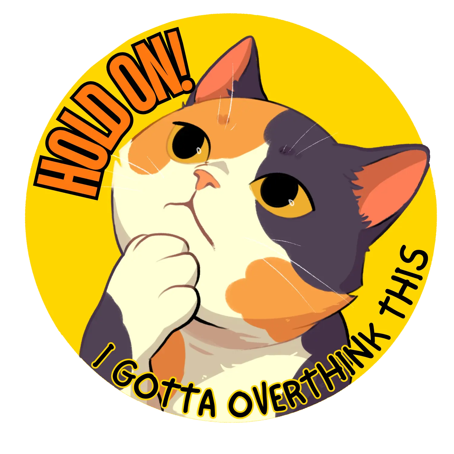 Overthinking Kitty Vinyl Sticker Overthinking Kitty Vinyl Sticker