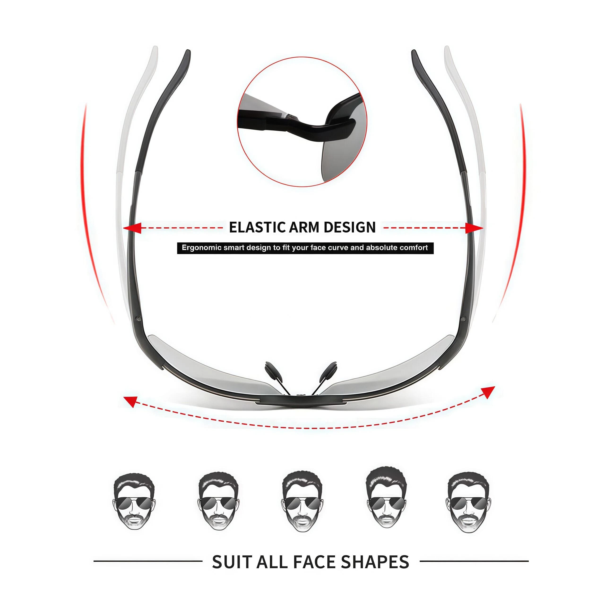 PALESHY Polarized Photochromic HD Sunglasses for Men Women UV400 Protection Ultralight Eyewear Day Night Safety Glasses for Fishing Golf Outdoor Activities Classic Rectangular Design