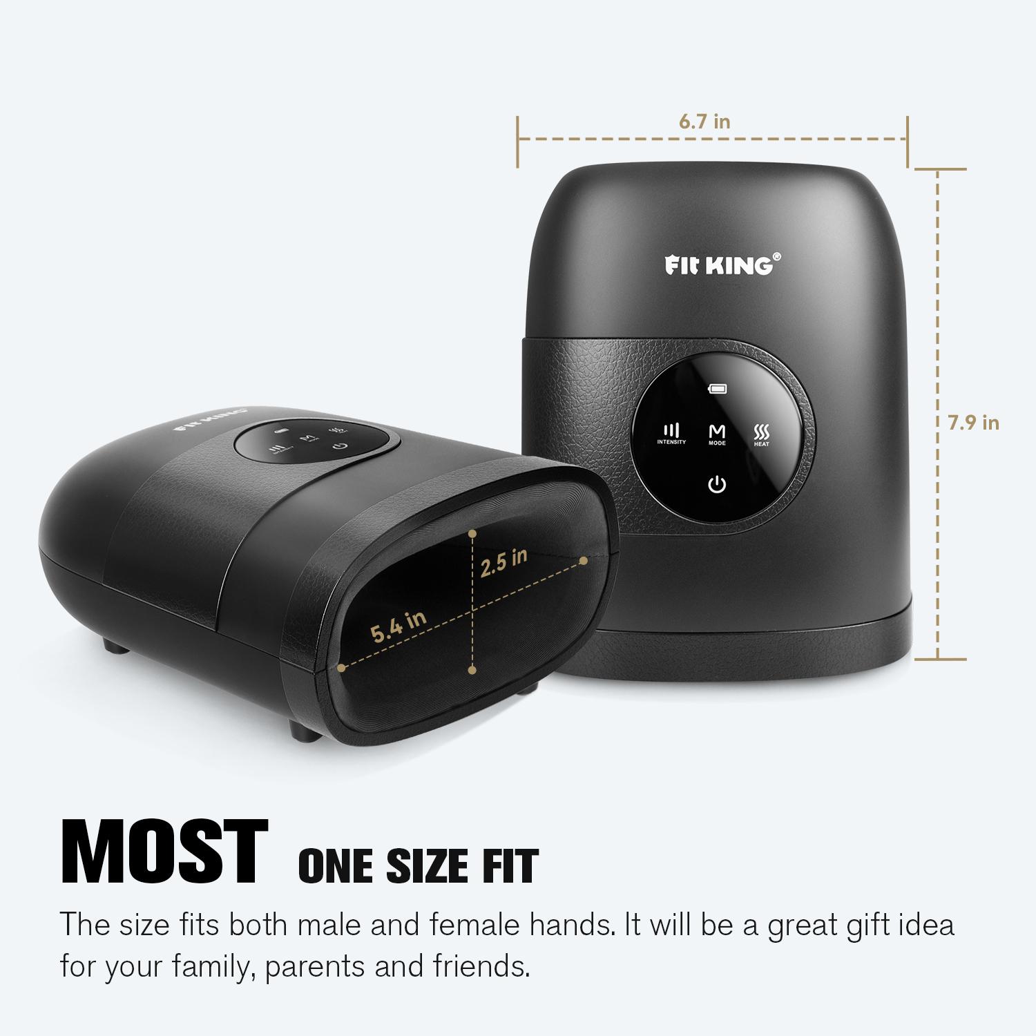 【FIT KING】Hand Massager with Heat for Hand Massage and Finger Relief - Cordless & Portable & Touch Screen -  Gifts for Women Men Parents - Black Comfort
