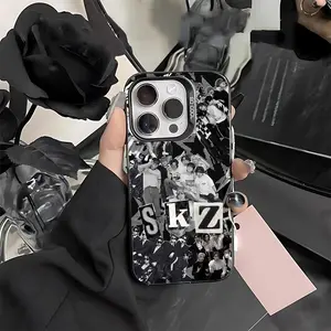 SKZ Letter Black And White Character Splicing Phone Case Phone Accessory Compatible Suitable for iPhone 17 16e 16 15 14 13 12 11 Mini Pro Max Air X XR XSMAX 8 7 Plus Anti Fall Matte Back Cover