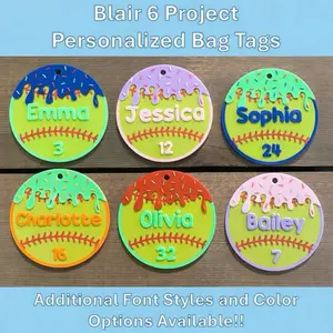 Softball Drip Bag Tag w/Ring & Clip | Personalized Name Tag | Custom Name Tag | Luggage Tag | Team Bag Tag | Keychain | Ornament | Ice Cream