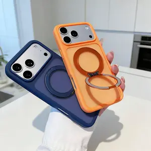 Full Camera Protection Hands-Free 360° Magnetic Ring Stand Case for IPhone 17 ProMax 16e 15 14 13 12 11 Plus Soft TPU Matte Finish Shockproof Anti-Scratch MagSafe Compatible Minimalist Design