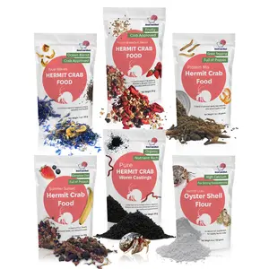 Snout and Shell Hermit Crab Food Bundle (Fruity Breakfast Blend, Ocean Mix, Protein Mix, Summer Sunset, Worm Castings & Oyster Shell Flour)