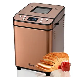 Rosewill 25-in-1 Automatic Bread Maker Machine with 3 Loaf Size up to 2LB, 700W High Power Dual Heater Bread Maker with BPA-free Nonstick Coating Pan, Max 15 Hours Delay Timer, Low Noise - Cinnamon