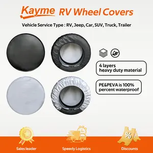 Kayme RV Tire Cover/Coat 4 Pack Waterproof Wheel Protector for Travel Trailer Camper Truck SUV Motorhome Sun Rain Snow Protection