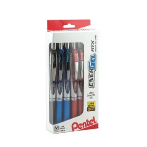 EnerGel RTX Retractable Liquid Gel Pen, (0.7mm) Metal Tip, Medium Line,0.7mm, Assorted Ink (5A/3B/4C), 12-Pk Hanging Window Box