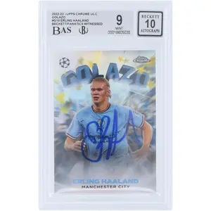 Erling Haaland Manchester City Autographed 2022-23 Topps Chrome UEFA Golazo #G-10 Beckett Fanatics Witnessed Authenticated 9/10 Card - Fanatics Authentic Certified