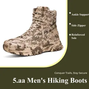 5.AA Men's Combat Boots Hiking Shoes, jungle boots, mens work boots, desert boots with Zipper, Breathable Lightweight Anti-Skid for Mountaineering Hiking Exploration Tactical All-Season Lightweight Non-Slip High Top Boots for Outdoor Hunting Work outdoorf