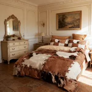 Printed Faux Fur Bedding Set, Soft Comfortable Sheet, Includes 1 Duvet Cover + 2 Pillowcases, No Insert Ideal Gift for Bedroom & Guest Room