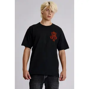 Rock Revival Crest Tee in Black/Red