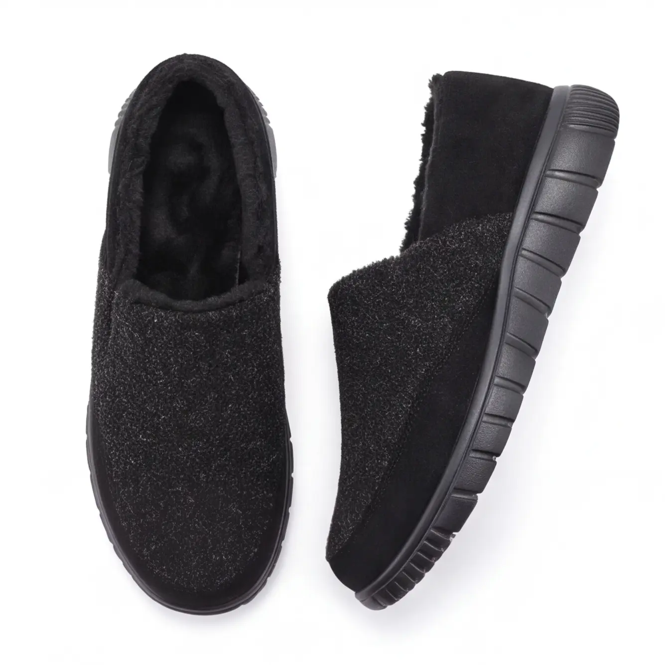 Men's Winter Furry Fleece Lined Moccasin Clog Slippers, Soft Lined Non-Slip Cozy Indoor Outdoor Slide-Ons