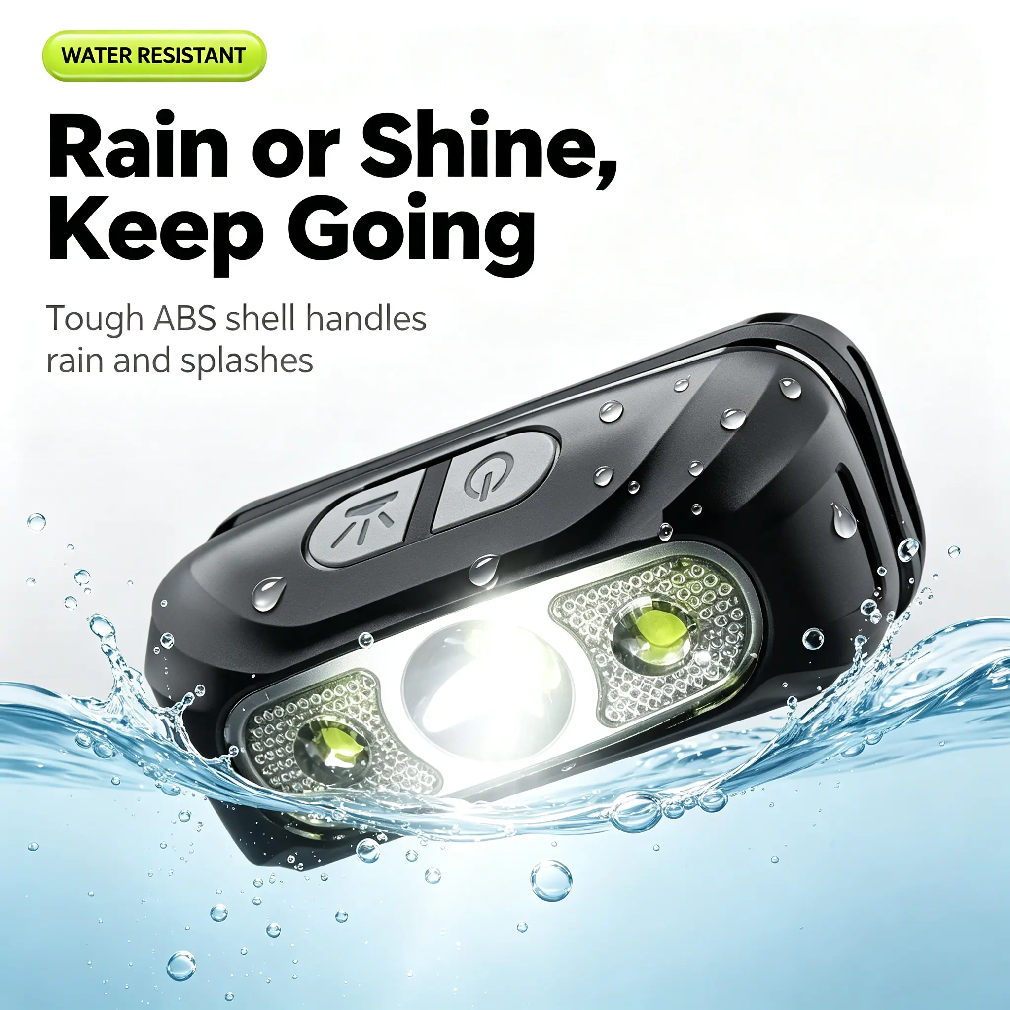 Rechargeable Motion Sensor Headlamp, USB LED Headlamp with Hands-Free Wave Control, Lightweight Outdoor Headlight for Camping, Running & Hiking