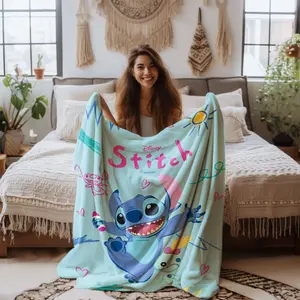 Stitch Print Blanket, Graffiti Style Stitch Design, Soft Warm Bedroom Living Room Decorative Throw Blanket, Skin-Friendly Material