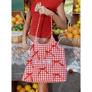 Cider CIDER ICON BOWKNOT & GINGHAM TOTE BAG