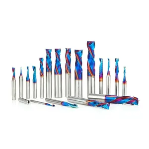 Amana Tool AMS-190-K 18-Pc CNC SC Spektra Extreme Tool Life Coated Compression Spiral, Plastic Cutting Spiral O Flute and Spiral Plunge Router Bit Collection