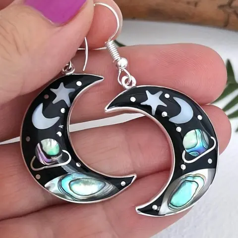 Vintage Crescent Moon Design Dangle Earrings, Dangly Earrings, Statement Earrings, Fashion Jewelry for Party, Daily Clothing Decor, Trendy All-match & Exquisite Jewelry for Birthday Gift, Trendy Fashionable Accessories, Earrings Dangling