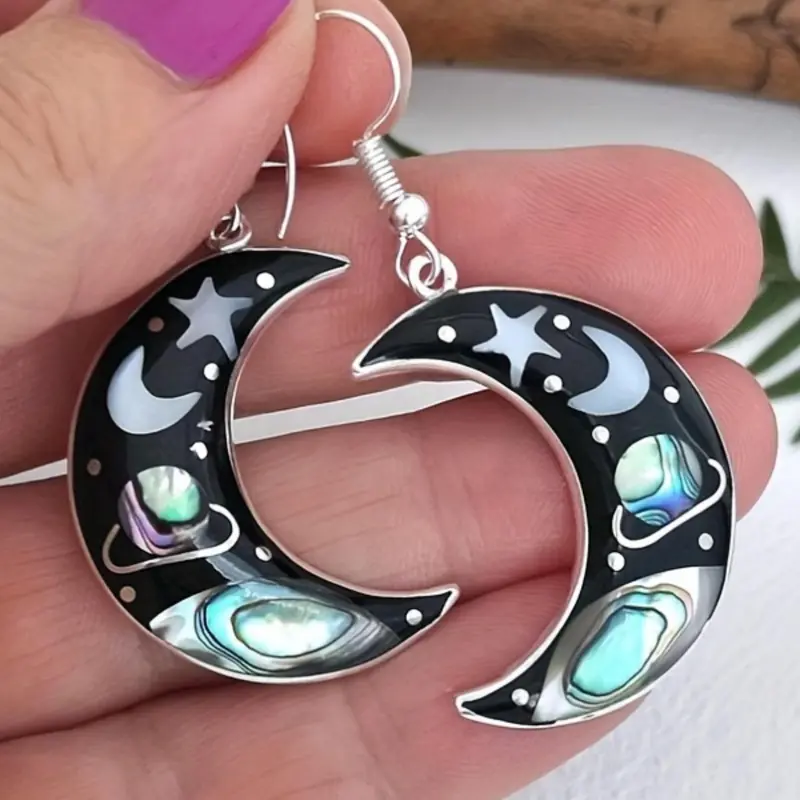 Vintage Crescent Moon Design Dangle Earrings, Dangly Earrings, Statement Earrings, Fashion Jewelry for Party, Daily Clothing Decor, Trendy All-match & Exquisite Jewelry for Birthday Gift, Trendy Fashionable Accessories, Earrings Dangling