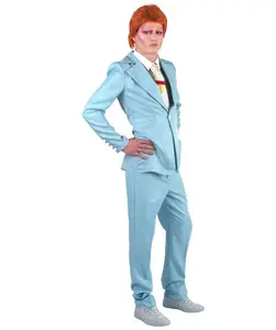 Men's Classic 70’s British Rockstar Costume, Adult Synthetic Fabric Outfit Perfect for Halloween Party and Christmas, Light Blue - Multiple Size