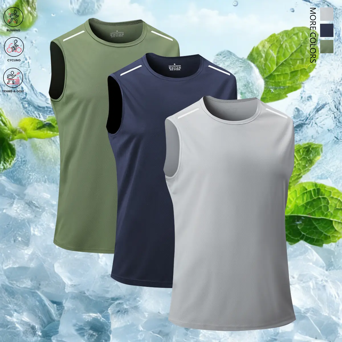 Men’s 3-piece sleeveless T-shirt set — breathable, quick-dry athletic shirts suitable for summer gym workouts, running, and training Men’s 3-piece sleeveless T-shirt set — breathable, quick-dry athletic shirts suitable for summer gym workouts, running, and training