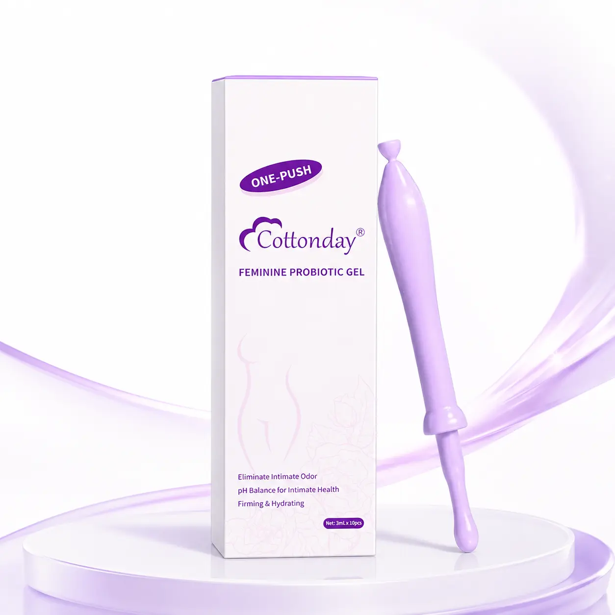Cottonday Feminine Probiotic Gel, Gentle Feminine Care Gel with Applicator, 3 Count