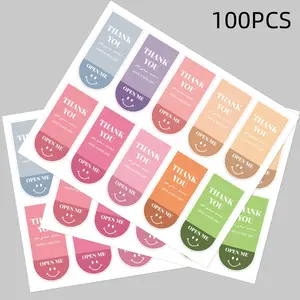100 Pieces Cute Emoji Rectangular Stickers Gift Box Sealing Labels, Fun and Adorable Design for Gifts and Packaging Decorations