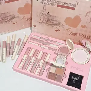 14 Pcs Color Makeup Gift Box Lip Color Powder Blusher Eye Shadow Eyebrow Pencil Eyeliner Eye Black Full Set Makeup Set Women's Gifts