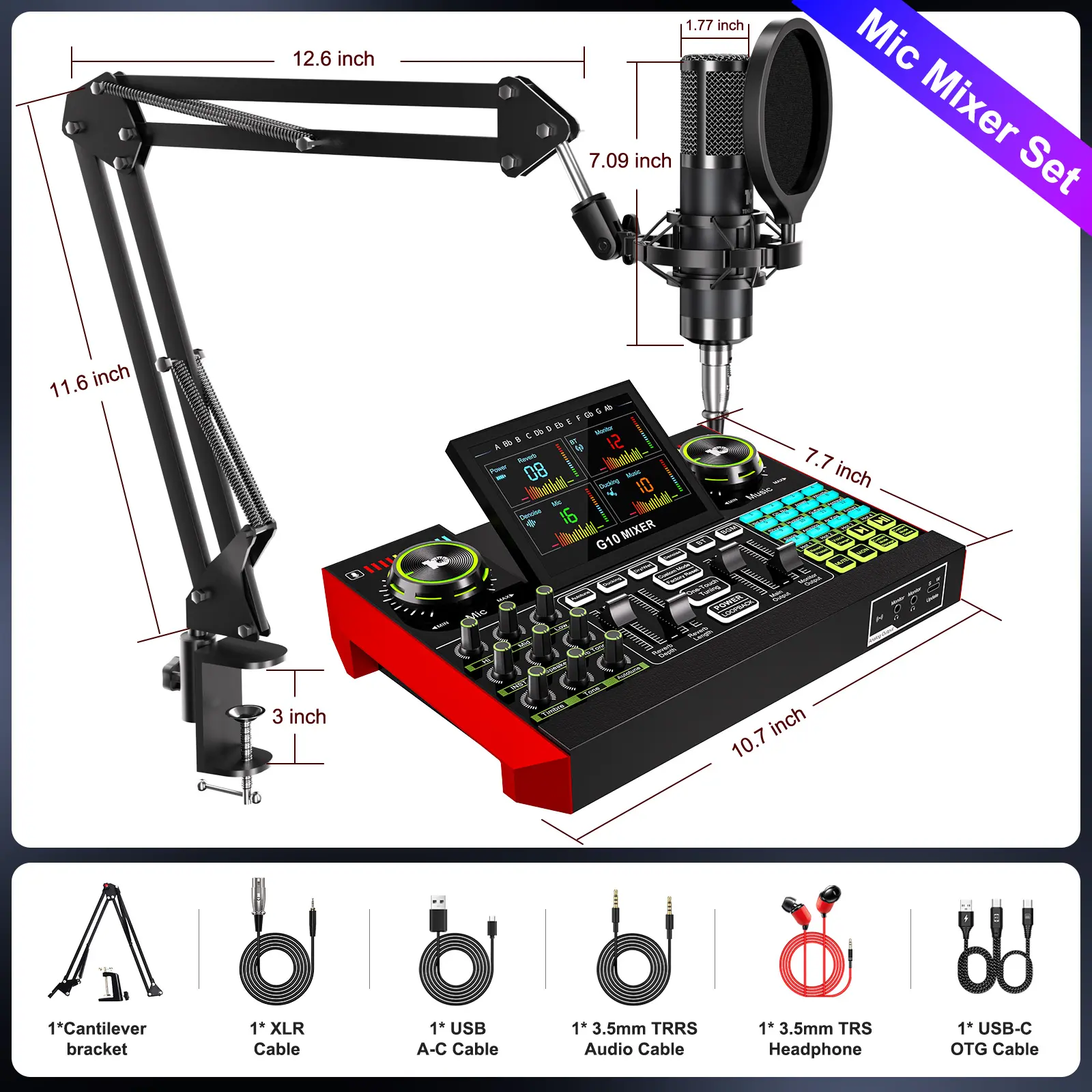 Tenlamp G10-BM800 Mixer Sound Card Kit , Upgraded Microphone