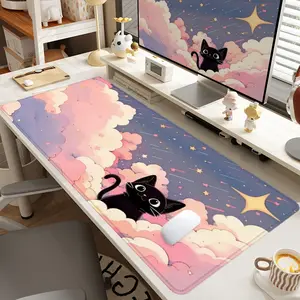1pc Extra Large Cloud Cat Mouse Pad Healing Desk Pad,Computer Keyboard Mousepad with Non - Slip Rubber Base Durable Stitched Edge Perfect Gift for Home and Office Gaming Desk Accessory